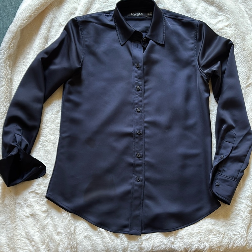 Ralph Lauren navy blue satin top